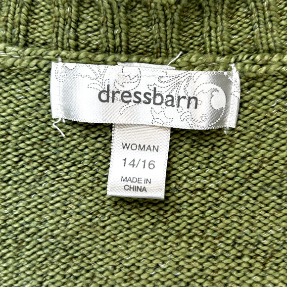 Dress Barn Woman’s Green Half Button Down Cardigan Size 14/16 Cozy Knit - Picture 3 of 10
